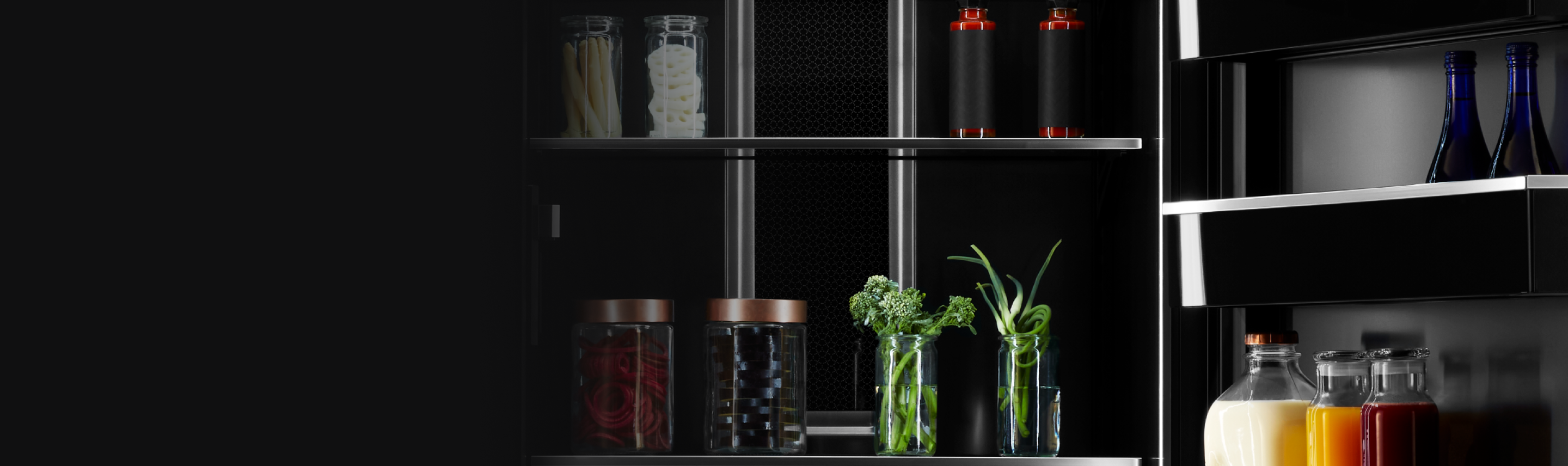 The Daring Obsidian Interior of a JennAir Refrigerator. 